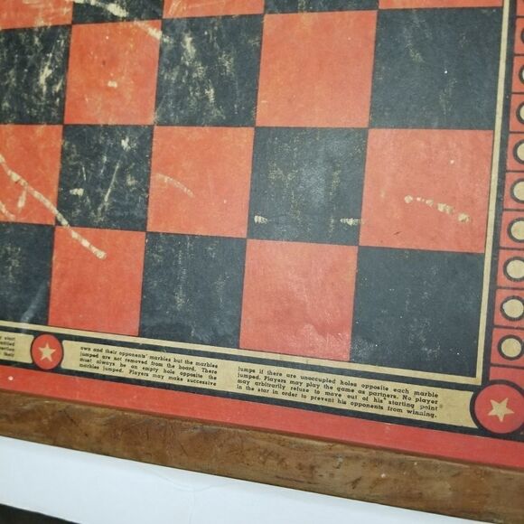 Vintage 1938 checkers board wooden great decorative design piece board only - Picture 8 of 11